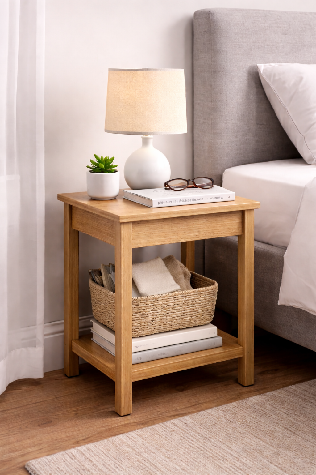 Compact Wooden Bedside Table